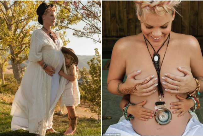 FOTO: Pink a pozat nud în ultimul trimestru de sarcină