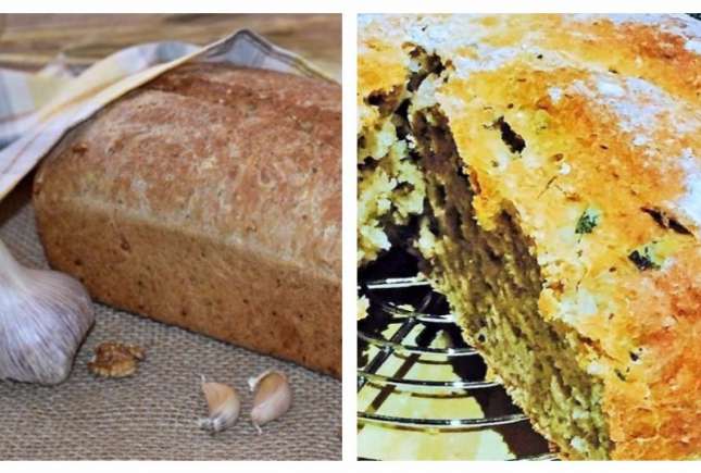 Pâinică de casă cu nuci, usturoi și busuioc