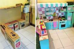 Construim o bucătărie din cutii de carton