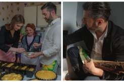(FOTO) Adrian Ursu și soția sa, Irina Negară, coc pasca tradițional în cuptor cu lemne