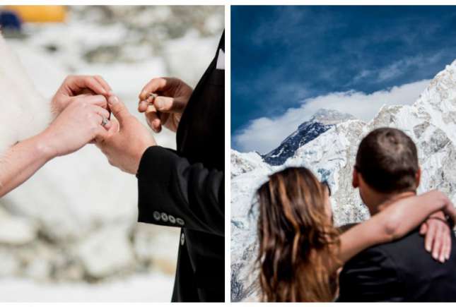 Un cuplu s-a căsătorit pe Everest după ce a urcat în munți timp de 3 săptămâni