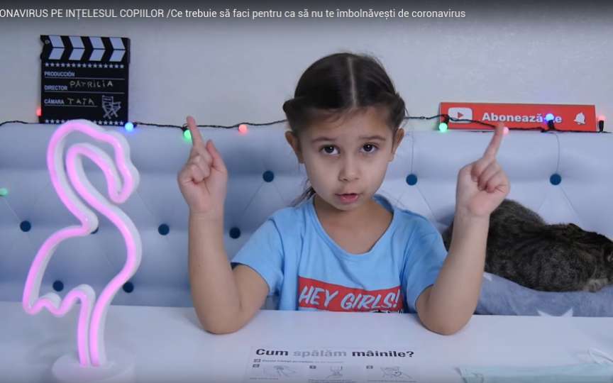 (VIDEO) Face vlogging la doar 5 ani, iar acum explică pe înțelesul copiilor cum să ne protejăm de coronavirus